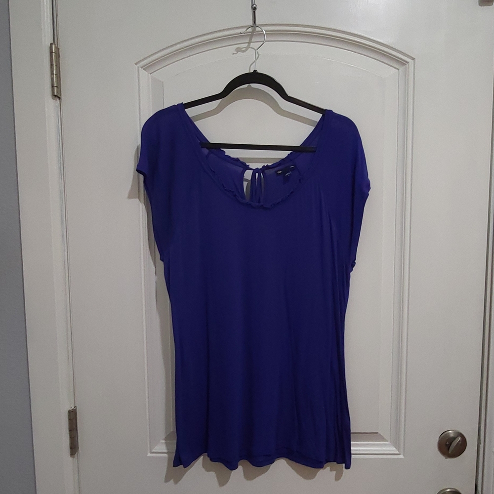 GAP Royal Blue Blouse with Keyhole Tie Back